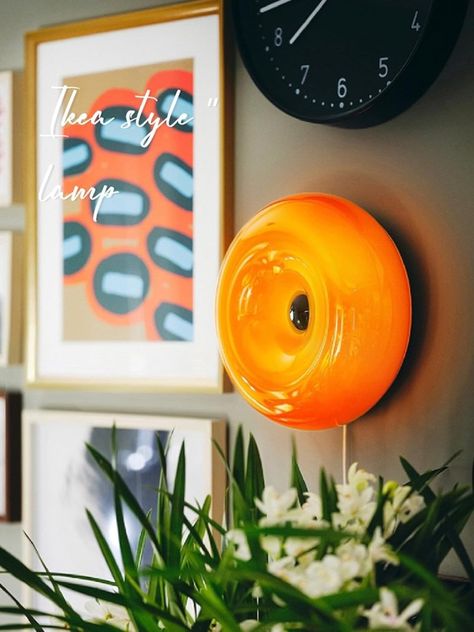 Bofea- Creative Orange Donut Atmosphere Lamp, Plug- in Control Use Table Lamp, Modern Wall Lamp for Bedside, Bedroom Or Warm Decoration : Amazon.ca: Tools & Home Improvement Ikea Italia, Living Room Orange, Cute Donuts, Donut Wall, Wall Lamps Bedroom, Glass Wall Lights, Mood Light, Led Wall Lamp, Leaded Glass