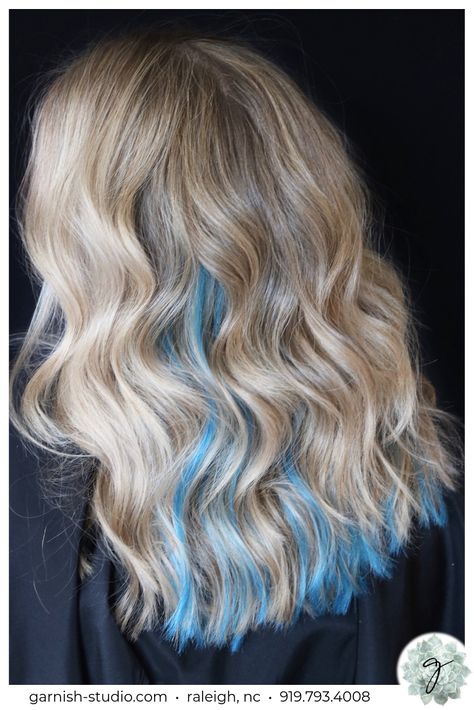 Teal blue fusion hair extensions #hair #haircolor #bluehair #tealhair #hairextensions #hairextensionspecialist #fusionhairextension #fusionextensions #hairdreams #raleigh #coloredextensions #coloredhairextensions Blue Extensions Hair, Blonde Hair With Blue Highlights, Teal Blue Hair, Blonde And Blue Hair, Blue Hair Extensions, Blue Hair Highlights, Hidden Hair Color, Hair Dye Tips, Fusion Hair Extensions