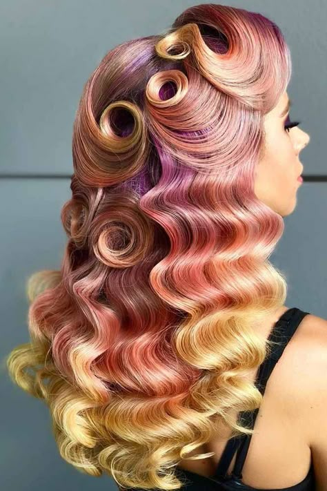 Long Luscious Retro Waves #fingerwaves #hairstyles #longhair Finger Wave Hairstyles For Long Hair, Decade Hairstyles, Fingerwaves Hairstyles, Flapper Hairstyles For Long Hair, Flapper Hairstyles, 1940 Hair, 50s Hair, Gatsby Hair, Finger Wave Hair