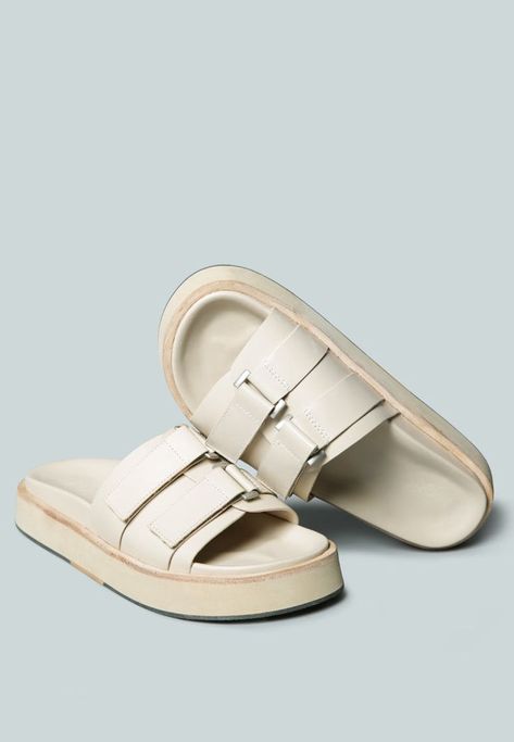 Women's Neutrals Aniston Buckled Flatform Slip-On Sandal In Nude | 4 Uk | Rag & Co. Flatform Sandals, Elegant Shoes, Leather Pieces, The Times, Casual Wardrobe, Black Sandals, Slip On Sandal, Tao, The Fashion