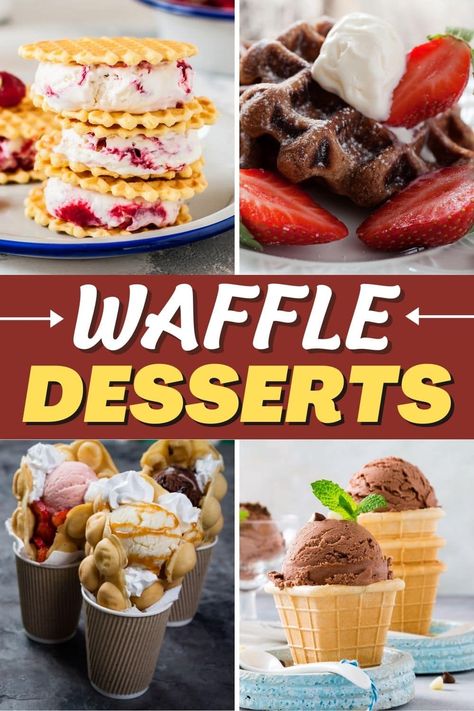 Banana Pudding Waffle Cone, Desert Waffles, Waffle Bowl Desserts, Waffle Dessert Ideas, Waffle Food Truck, Waffle Desserts, Food Truck Recipes, Waffle Cakes, Waffle Sundae