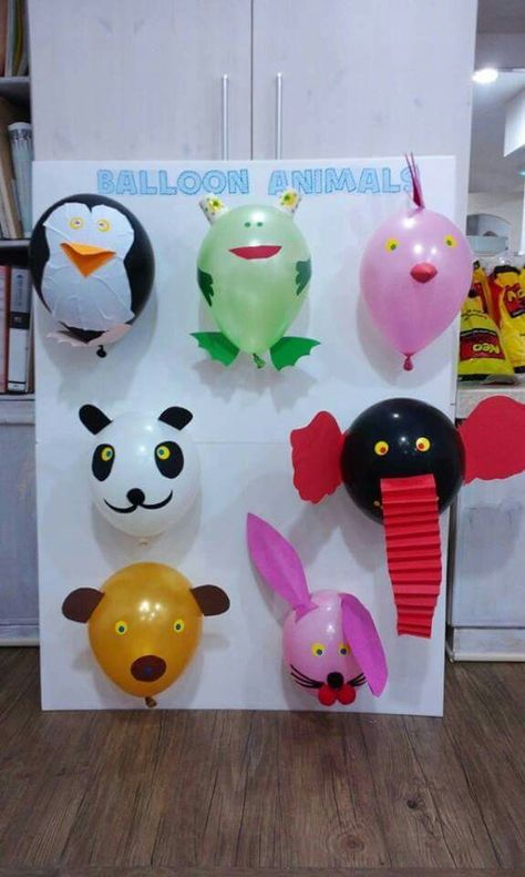 Animal Theme Birthday, Ballon Party, Kids Worksheets, Balloon Crafts, Paper Roll Crafts, Easy Craft Projects, Balloon Diy, Balloon Animals, Smart Kids