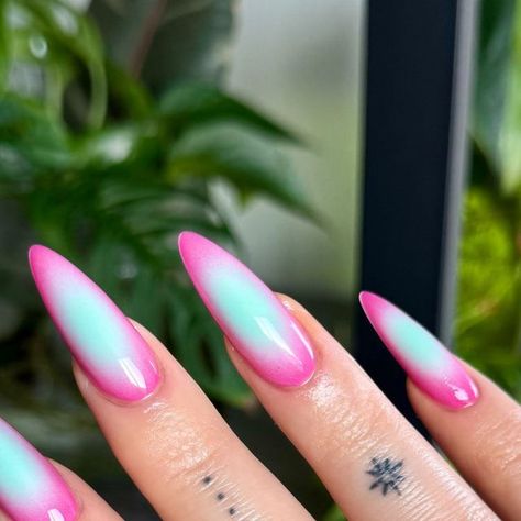 @nailsbyxojess on Instagram: "💖🧜🏻‍♀️🧊🩵✨ obsessed with this pink color - Without A Pout by @opi @opi_professionals   . . . . .  #gelxnails #gelmanicure #gelx #nails #gel #nail #losangeles #oc #lanailtech #manicure #nailart #naildesigns #apresgelx #apresnails #nailinspo #trendy #trendynails #pinterest #aura #airbrush #almondnails #longnails" Pastel Airbrush Nails, Airbrush Nail Art, Bubble Nails, Nail Appointment, Aura Nails, La Nails, Airbrush Nails, Nail Fashion, Nails Gel