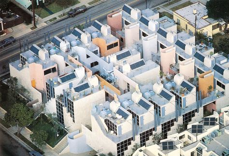 Urban Forms, Sun-Tech Housing, 1981 High Density Architecture, High Density Housing, Social Housing Architecture, Passive Solar Design, Solar Design, Public Architecture, Social Housing, Tech House, Building Plans