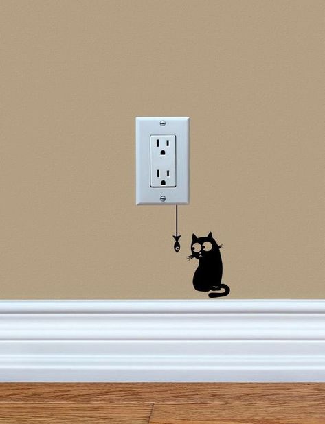 Light Switch Art, Cat Staring, Wall Outlet Covers, Circle Artwork, Funny Joke Gifts, Fish Funny, Bubble Drawing, Light Switch Sticker, Funny Vinyl Decals