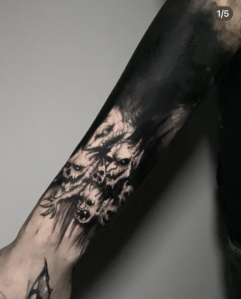 Transition Tattoo Ideas, Arm Patchwork, Big Cover Up Tattoos, Blast Over Tattoo, Thumb Tattoos, Faded Tattoo, All Black Tattoos, Black Tattoo Cover Up, Dragon Tattoo For Women