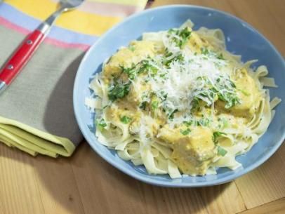 Slow-Cooker Golden Chicken Pasta Recipe | Food Network Golden Chicken Pasta, Golden Chicken, Chicken Pasta Recipes, Crock Pot Slow Cooker, Crock Pot Cooking, Slow Cooking, Spaghetti Squash, Pasta Recipe, Chicken Pasta