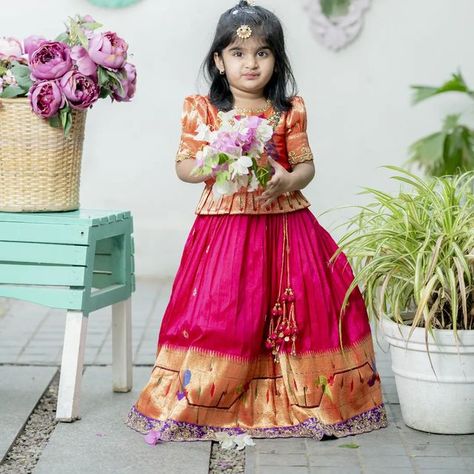 Langa Jacket, Half Saree Function, Kids Blouse Designs, Kids Blouse, Kids Lehenga, Kids Fashion Trends, Half Saree Designs, Girls Frock Design, Kids Gown