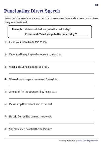 Speech Marks Worksheet Grade 3, Punctuation Worksheets 3rd, Direct Speech Worksheets, Speech Marks Worksheet, Quotation Marks Worksheet, Speech Worksheets, Direct And Indirect Speech, Inverted Commas, Punctuation Worksheets