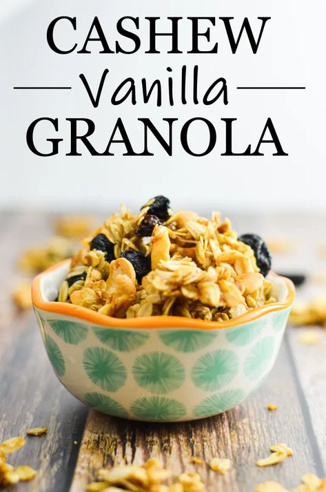 Cashew Vanilla Granola | A Taste of Madness Vanilla Granola Recipe, Cashew Granola, Vanilla Granola, Granola Recipe Healthy, Peanut Butter Granola, Small Microwave, Granola Recipe, Granola Recipes, Homemade Granola