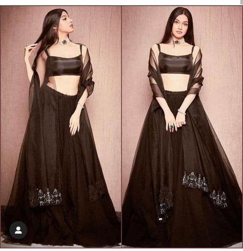 Fabric : 👉 orgenza lehnga ( 4.25 meter flair ) 👉 satin blouse ( unstich ) 👉 orgenza duppata with embroidery border work Ready to ship 👍 Black Ghagra Choli, Black Ghagra, Black Organza Lehenga, Divya Khosla Kumar, Divya Khosla, Indian Bridesmaid Dresses, Indian Bridesmaids, Bridesmaid Lehenga, Organza Lehenga