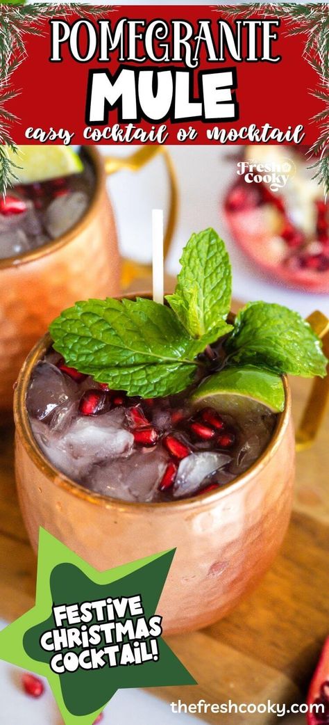 Yule Mule, Pomegranate Mule, Pomegranate Moscow Mule, Holiday Mule, Fresh Pomegranate Juice, Holiday Mules, Moscow Mule Cocktail, Moscow Mule Recipe, Mule Cocktail