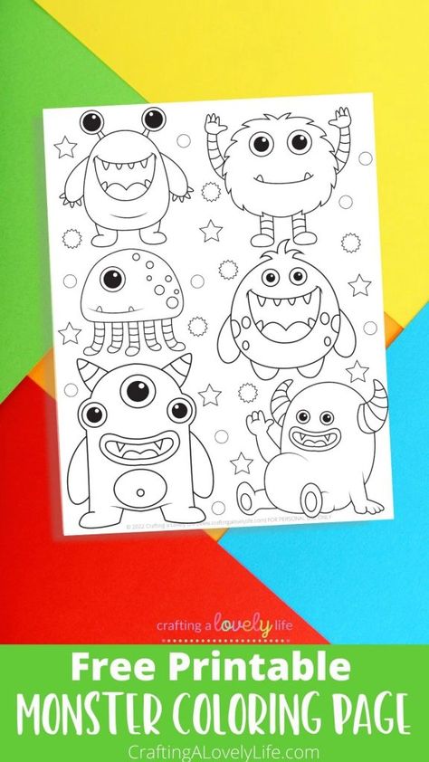 This free Monster Coloring Page printable is a great activity for kids! This coloring page is printable meaning you can print as many copies as you need! Free Coloring Pages | Activities for Kids | Printables for Kids | Kid Coloring Pages | Crafts for Kids | Monster Coloring Pages | Coloring Page of Monsters Monster Clipart Cute, Monster Coloring Pages Printables, Cute Monster Coloring Pages, Monster Crafts For Kids, Monster Coloring Pages For Kids, Simple Coloring Pages For Kids, Monster Doodles, Coloring Pages Activities, Kid Coloring Pages