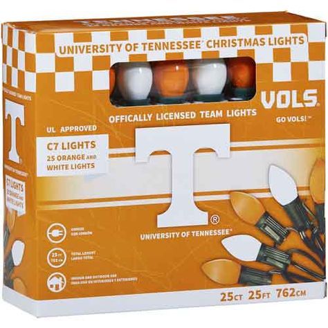 University of Tennessee C7 Colored Bulb String Lights | Vols Christmas Decor Tennessee Vols Decor, Tennessee Tailgate, Tn Vols Football, Univ Of Tennessee, University Of Tn, Ut Vols, Tennessee Christmas, Tennessee Volunteers Football, Santa Decor