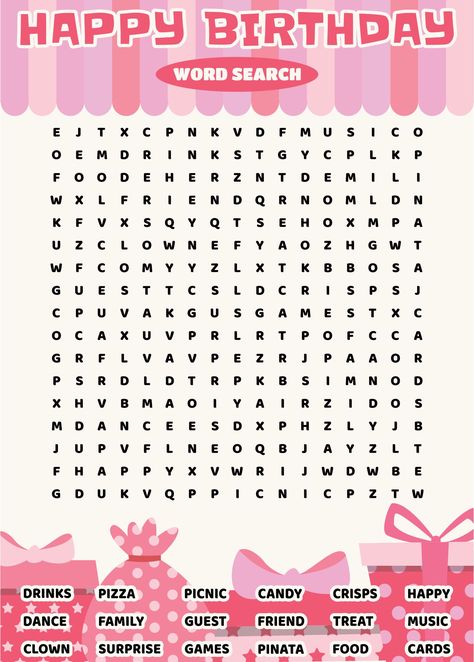 Birthday Word Search, Activity Binder, Happy Birthday Words, 22 Birthday, Birthday Words, Kebaya Muslim, Word Searches, Happy Birthday Fun, 22nd Birthday