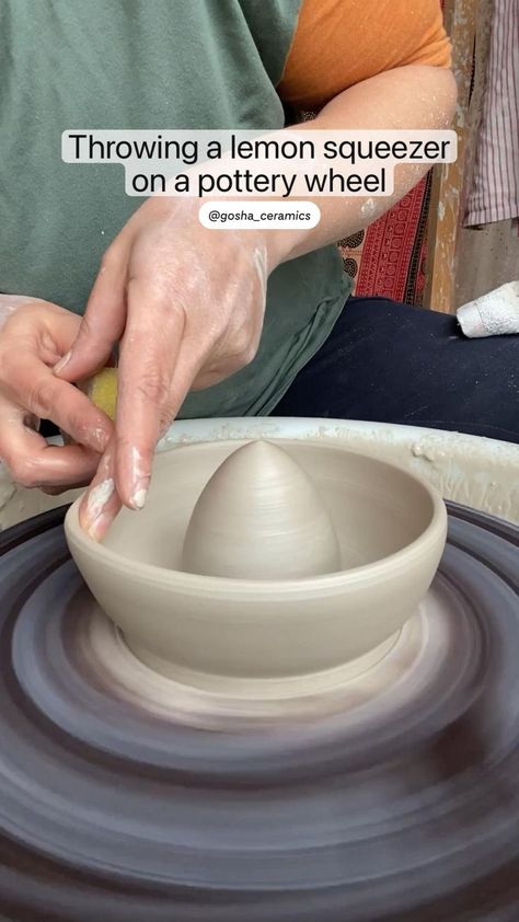 Throwing a lemon squeezer on a pottery wheel in 2022 | Beginner pottery, Clay ceramics, Ceramic pottery Pottery Lessons, Beginner Pottery, Lemon Squeezer, Pottery Form, Pottery Videos, Cerámica Ideas, Pottery Workshop, Pottery Handbuilding, Ideas For Easter Decorations