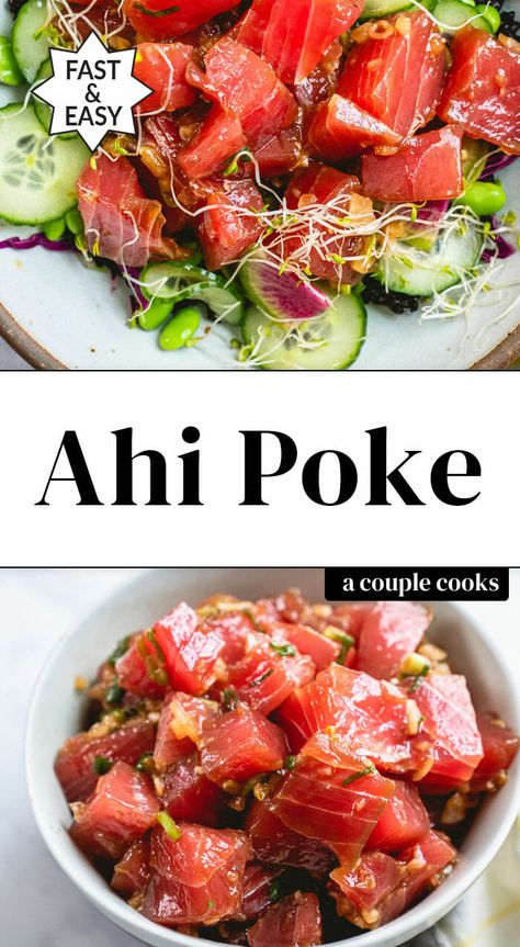 Raw Ahi Tuna Recipe, Tuna Poke Sauce Recipes, Tuna Raw Recipes, Raw Tuna Recipes, Poke Sauce Recipes, Raw Tuna Recipe, Seared Ahi Tuna Salad, Ahi Poke Recipe, Poke Recipes