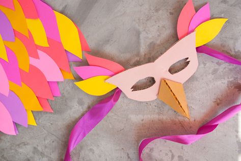 A colorful outfit and some scrap cardboard can go a long way to making a cute Halloween costume. Bird Costume Diy, Diy Bird Costume, Bird Costume Kids, Cardboard Bird, Wings Craft, Easy Halloween Costumes For Women, Preschool Program, Cute Halloween Costume, Cardboard Costume