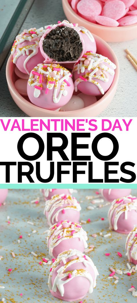 Valentines Party Food, Valentines Recipes Desserts, Valentines Snacks, Valentines Baking, Oreo Balls, Valentine Desserts, Oreo Truffles, Valentines Day Desserts, Valentines Day Food