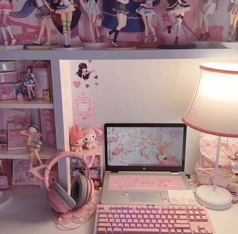 Kawaii Nintendo Switch, Pink Switch, Kawaii Nintendo, Nintendo Switch Controller, Kawaii Room Ideas, Kawaii Bedroom, Otaku Room, Gamer Room Decor, Video Game Room Design