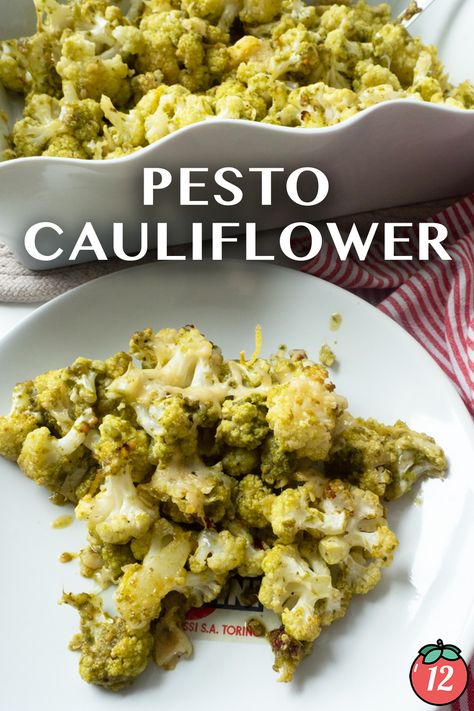 Pesto Cauliflower | 12 Tomatoes Pesto Bake, Pesto Cauliflower, Baked Tomato Recipes, Food For Kidney Health, 12 Tomatoes Recipes, Kidney Recipes, Dump Cakes, Baked Tomatoes, Tomato Pesto