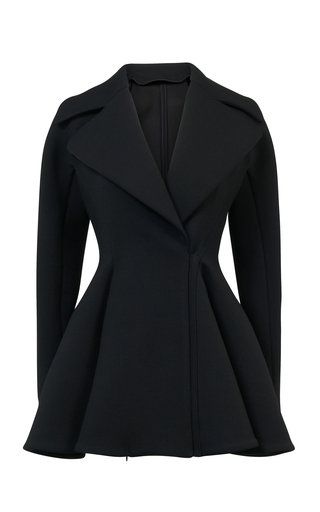 Women's Alaïa Fall/winter 2023 Collection | Moda Operandi Mini Coat, Peplum Coat, Black Fr, Princess Silhouette, Princess Coat, Black Princess, Contemporary Dresses, Classy Work Outfits, Stylish Work Outfits