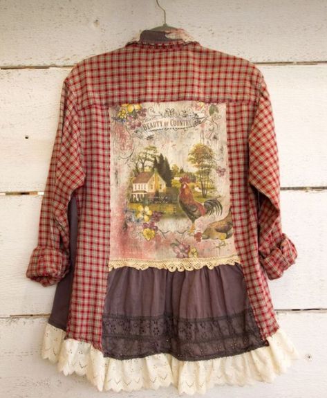 Flannel Shirt Refashion, Ropa Upcycling, Sweet Magnolias, Upcycled Flannel, Detail Couture, Clothing Upcycle, Upcycle Clothes Diy, Flannel Outfits, Country Casual