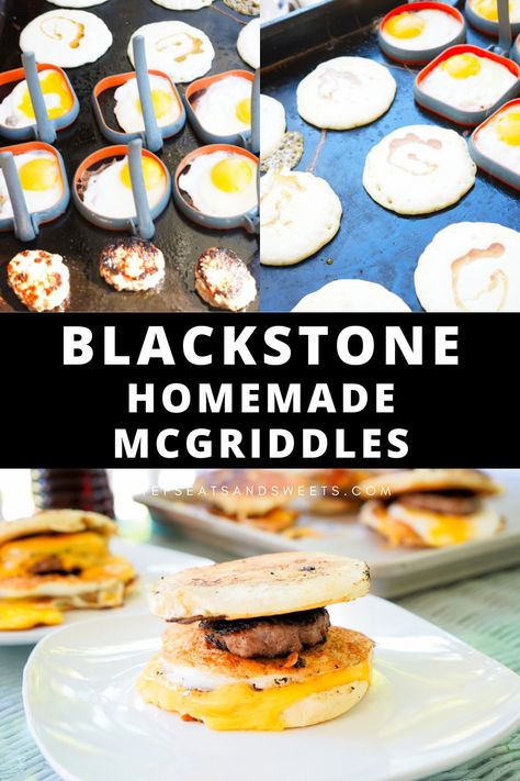 Homemade Mcgriddles, Blackstone Breakfast, Griddle Cooking Recipes, Blackstone Grill, Cooking Stone, Griddle Recipes, Griddle Cooking, Egg And Cheese, Blackstone Griddle