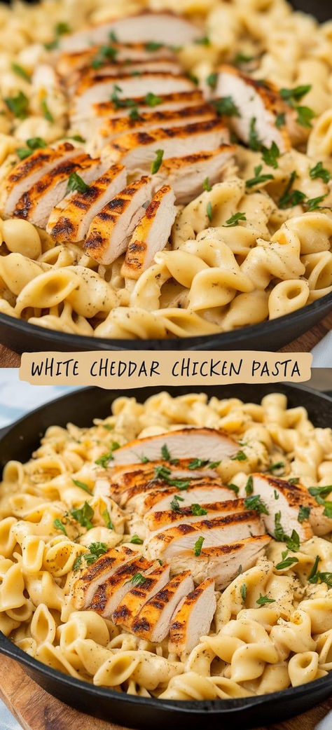 One-Pot Wonder! Enjoy a hassle-free dinner with this One-Pot White Cheddar Chicken Pasta! Minimal cleanup and maximum flavor make this dish a winner. Perfect for busy nights when you want something delicious without the fuss! White Cheddar Chicken Pasta Recipe, White Chicken Pasta, White Cheddar Chicken Pasta, White Cheddar Pasta, Cheddar Chicken Pasta, Cheddar Pasta, Cheddar Chicken, Cooked Pasta, Chicken Pasta Recipes