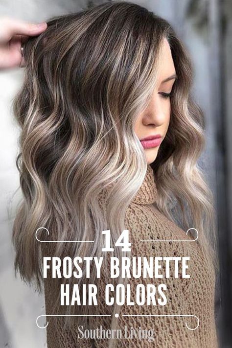 We have trendy winter brunette hair colors like smoky brown hair, frosted mocha hair, ashy beige hair, and espresso hair. These versatile winter hair colors are everything we want this year. Winter is begging to see you in one of these 14 cool brunette hair colors. #haircolor #brunette #winterhair #coolbrunettehair #winterbrunettehaircolor #southernliving Winter Bayalage Light Brown Hair, Haircolor Ideas 2022 Winter, Trendy Fall Hair Color 2022 Brunette, Hoc Winter Hair Color, Hoc Winter Hair, Winter 2022 Hair Color Trends Brunette, Brunette Fall Hair 2023 Highlights, House Of Color Winter Hair, Fall Hair Trends 2023 Brunette