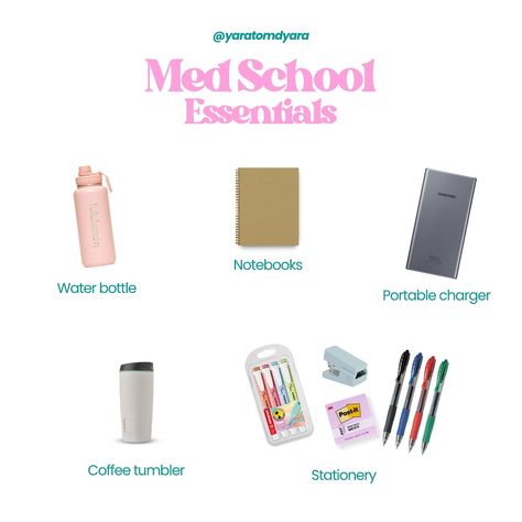 Med School Starter Pack: Must-haves . . . #medschool #uniessentials #schoolessentials #studygram #studytok #medtok #backtoschoolessentials #backtoschool School Starter Pack, Medical School Essentials, Med School, School Essentials, Starter Pack, Medical School, School Supplies, Back To School, Medical