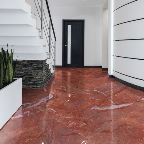 suelo de mármol rojo alicante Rosso Alicante Marble, Rojo Alicante Marble Bathroom, Red Marble Floor, Marble Floor Living Room, Marble Interior Design, Rose Marble, Marble Interior, Red Floor, Red Marble