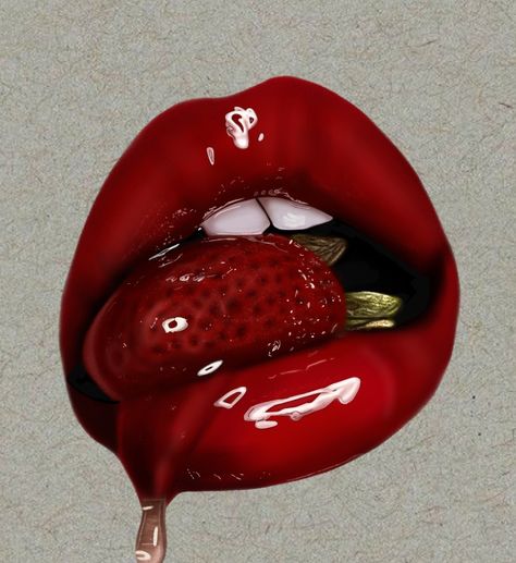 Glossy Lip Drawing, Lips Photography Idea, Mouth Eating Drawing, Glossy Lips Drawing, Lips Drawings, Aesthetic Lips, Mouth Painting, Lip Artwork, 30 Day Art Challenge