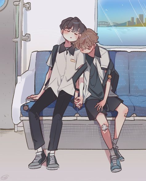 V Chibi, Couple Drawings, 영감을 주는 캐릭터, Anime Drawings Boy, Cute Art Styles, Gay Art, Couple Art, Two People, الرسومات اللطيفة