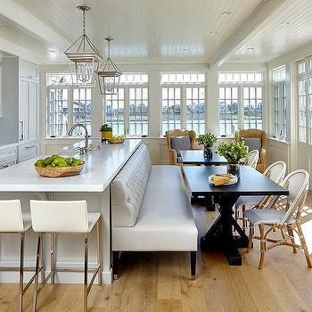 Kitchen Island With Bench Seating, Black Wood Dining Table, Seating In Kitchen, Kitchen Dining Room Combo, Banquette Seating In Kitchen, Best Kitchen Design, Simple Kitchen Design, Open Plan Kitchen Dining, Kitchen Seating