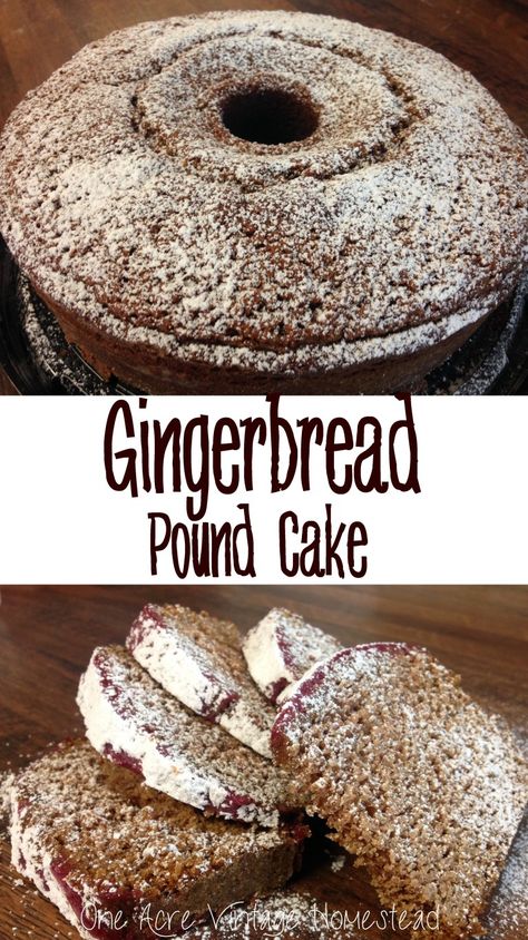 Gingerbread Pound Cake Recipe, Gingerbread Dessert Recipes, Gingerbread Dessert, Vintage Pasta, Savory Cakes, Vintage Pumpkin, Dessert Aux Fruits, Gingerbread Recipe, Pound Cakes