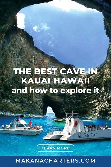 Ready for an unforgettable experience when visiting the Kauai Napali Coast? Open Ceiling Cave is a treasure and in this blog post by Makana Charters we're giving you the details and the best way to experience this Kauai Hawaii cave that is a must for your list of Kauai things to do. Whether you're looking for Kauai kids activities, are on a Kauai honeymoon or enjoying senior citizen travel, this spot on the Kauai Napali Coast is a must visit. Read now to learn more! | hawaii vacation Kauai Hawaii Honeymoon, Kauai Map, Kauai Honeymoon, North Shore Kauai, Kauai Photography, Kauai Itinerary, Kauai Things To Do, Kauai Activities, Hawaii Trip Planning