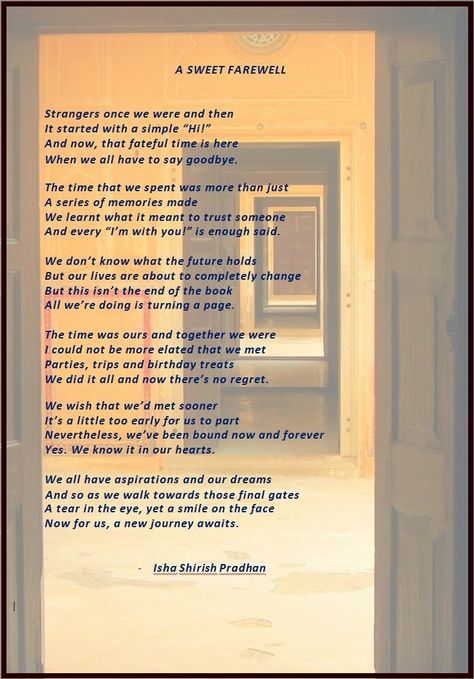 A sweet poem for everyone who is about to part from their friends! Check it out. Poems of friendship. Parting. Hate goodbye. Poems For Farewell, Poetry For Farewell, Leaving College Quotes Friends, Funny Autographs For Friends, Farewell Lines For Seniors, Farewell Speech For Friends In Hindi, Farewell Day Speech, Poems For Life, Farewell Poems Friends