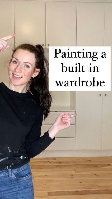 Repainted Wardrobe Ideas, How To Paint Wardrobe Doors, How To Paint Pax Wardrobe, Painting Fitted Wardrobes, Painting Built In Wardrobes, Paint Wardrobe Doors Diy, Painted Wardrobes Before And After, Wardrobe Makeover Diy Painted Furniture, Painting Wardrobes Ideas