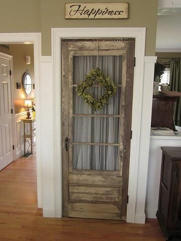 Great idea for a pantry door or entry to a basement ? Old Screen Doors, Salvaged Doors, Doors Repurposed, Pantry Door, Old Door, Old Doors, Safe Haven, Cool Ideas, Colonial Style