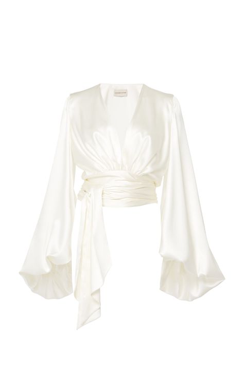 Alexandre Vauthier, Shirts Women Fashion, Satin Blouse, Looks Chic, Blouse Outfit, White Blouse, Fashion Tops, Moda Operandi, Hijab Fashion