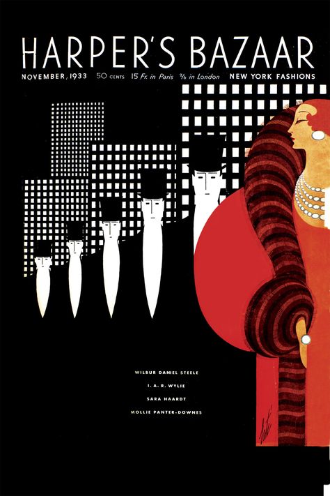 The Jazz Age: BAZAAR In the 1920s Art Deco Magazine Covers, 1920s Art Deco Posters Jazz Age, 1920 Poster, 1920s Poster, Art Deco Magazine, 1920s Aesthetic, Harpers Bazar, Art Deco Drawing, Art Deco Illustrations