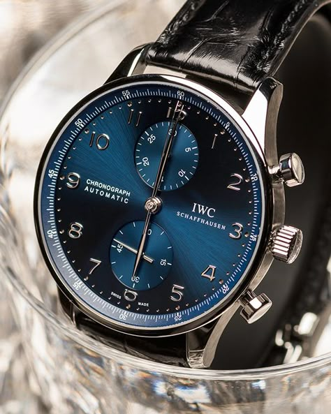 IWC Portugieser Chronograph. Ref. IW371491 #Portugieser #IWCBlueDial #IWCWatches Luminox Watches, Iwc Schaffhausen, Iwc Watches, Swiss Army Watches, Timex Watches, Blue Watches, Luxury Timepieces, Watches Unique, Stylish Watches