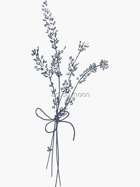 "Lovely Lavender Bunch" Sticker by Mondakranta | Redbubble Lavender Bunch, Rock Tattoo, Lavender Tattoo, Cute Tats, Mushroom Tattoos, Magic Tattoo, Lovely Lavender, Fine Line Tattoos, Line Tattoos