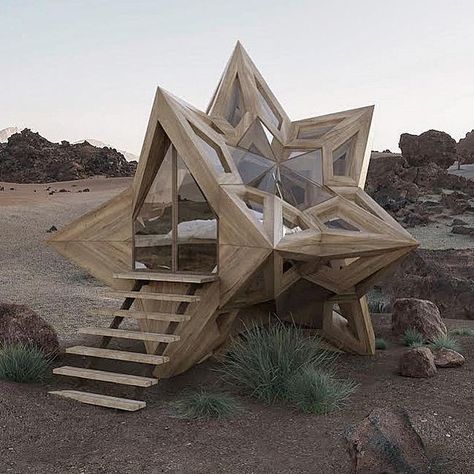 John Brevard on Instagram: "Helix nebula bungalows by john brevard. Contact us for more details. Sacred geometry ascribes symbolic and sacred meanings to certain geometric shapes and certain geometric proportions. It is associated with the belief that a god is the geometer of the world. #johnbrevard #bungalow #prefab #teak #sacredgeometry #helix" Sacred Geometry In Architecture, Sacred Geometry Architecture, Geometry Centers, Game Architecture, Geometric Building, Outdoor Dome, Geometric Structure, Dome Building, Sacred Groves