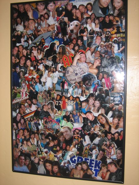 Photo Collage Painting Canvas, Picture Collage Canvas, Canvas Picture Collage Diy, Photo Collage For Best Friend, Poster Board Collage Ideas, Scrapbook Photo Collage Ideas, Photo Collage Present, Photo Board Collage, Poster Photo Collage