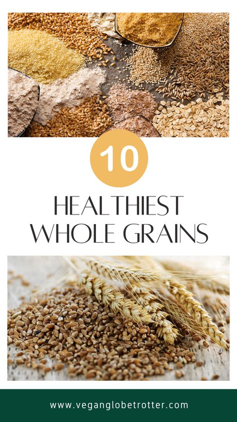 In our fast-paced world, it's important to make sure we're taking care of our bodies by eating the right foods. Whole grains are a great way to do just that, as they are packed with fiber, vitamins, and minerals. Here is a list of the top 10 healthiest whole grains you should be including in your diet. #wholegrains #healthylifestyle #veganlifestyle Healthy Grains List Of, Whole Grains List Food, High Fiber Grains, Best Grains To Eat, Whole Grain Sides, Healthy Whole Grains, Different Grains, Whole Grain Breads, Low Carb Grains List