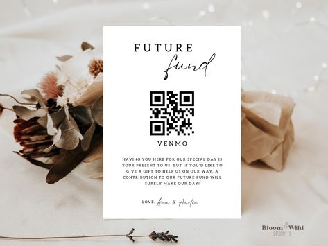 Honeymoon Fund Sign, Wishing Well Wedding, Canva Editing, Wedding Wishing, Wedding Fund, Qr Code Sign, Bloom And Wild, Honeymoon Fund, Event Template