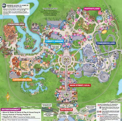 Disney World Magic Kingdom new map 2018, plus a perfect Magic Kingdom itinerary to use in your Disney World planning! #Disney #MagicKingdom #tips #familyvacation #itinerary #FastPass #planning #vacation Disney Park Maps, Magic Kingdom Map, Disney World Map, Magic Kingdom Rides, Disney World Vacation Planning, Disney World Magic Kingdom, Scary Halloween Party, Disney Magic Kingdom, Disney World Parks