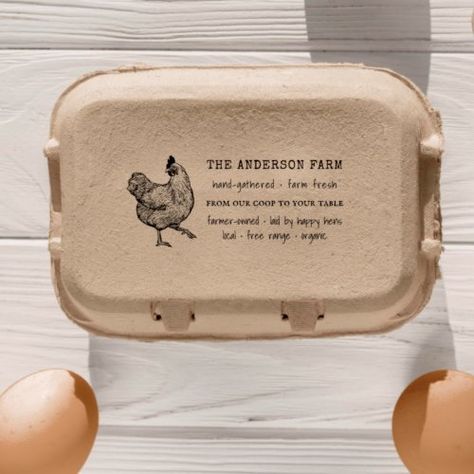 $18.15 | Vintage Rustic Chicken Family Farm Egg Carton #chicken, vintage, rustic, family farm, egg carton, hand-drawn, business, farm fresh, typography, handwritten Egg Logo, Rustic Chicken, Egg Stamp, Chicken Illustration, Egg Packaging, Eggs For Sale, Country Chicken, Business Stamps, Farm Eggs